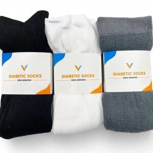 3 Pair Viasox Diabetic Non Binding Knee Socks XL Men's 13-19 Women's 14  X-Large